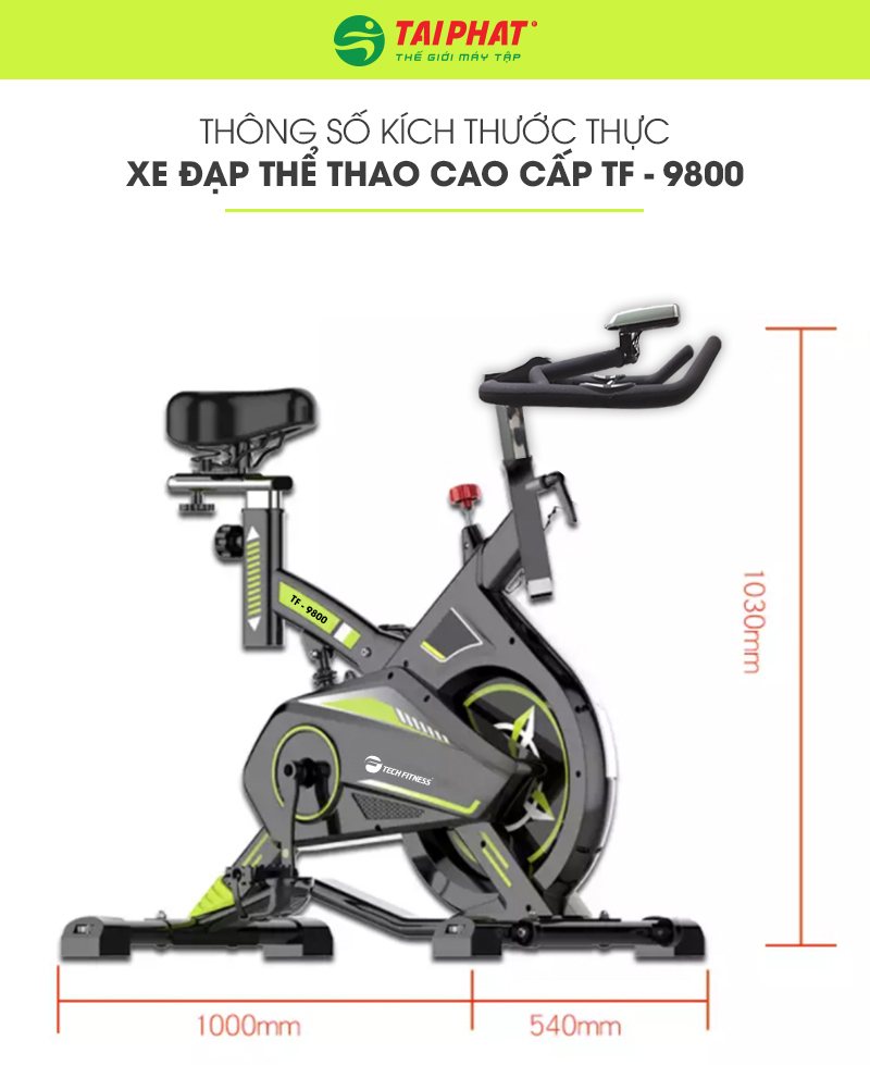 Kích thước của xe đạp tập thể dục Tech Fitness TF-9800
