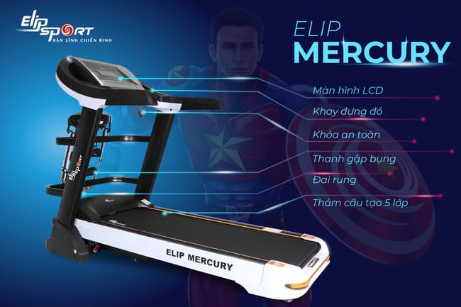Máy chạy bộ điện đa năng Elip Mercury