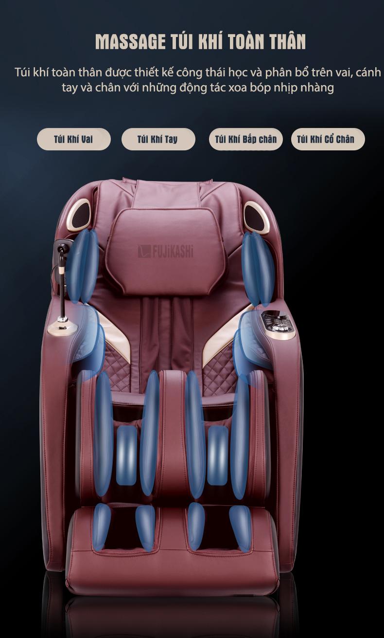 Ghế massage nội địa Nhật Fujikashi FJ-5500 Plus với hệ thống massage túi khí toàn thân