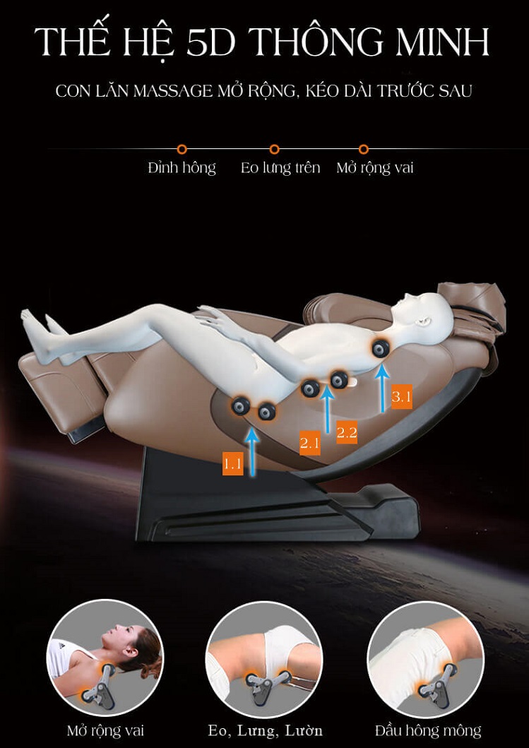 Ghế matxa nội địa Nhật tích hợp công nghệ massage 5D hiện đại Fujikashi FJ-6000